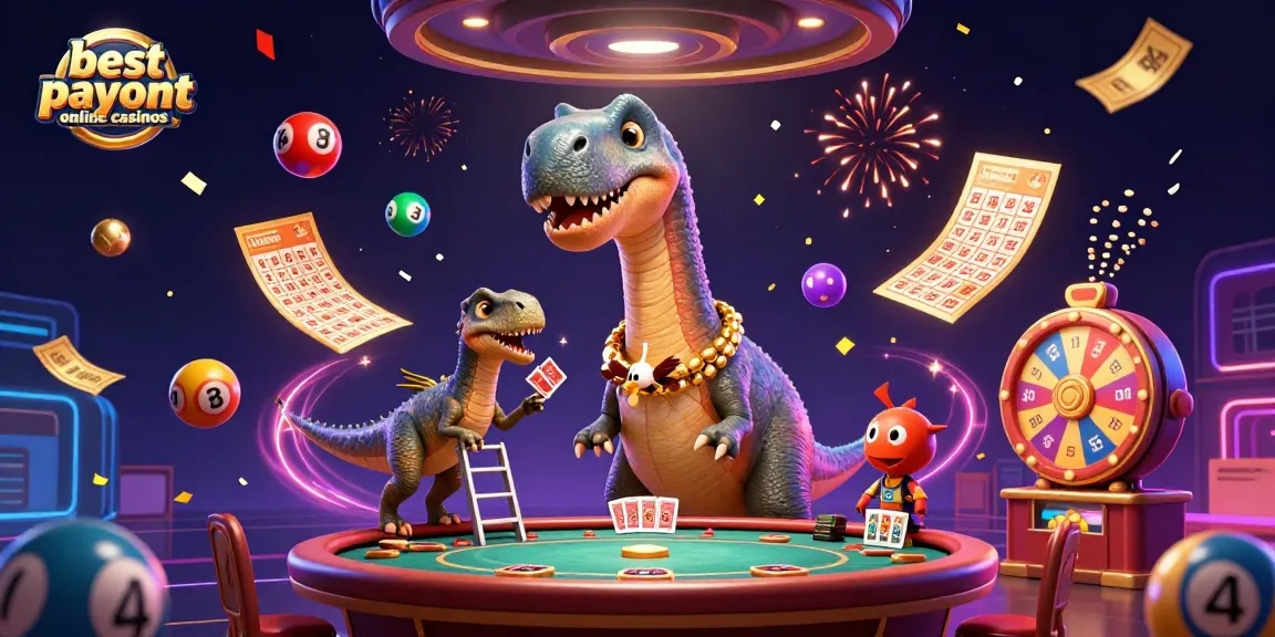 Experience excitement at the best payout online casinos with colorful elements and dynamic characters.