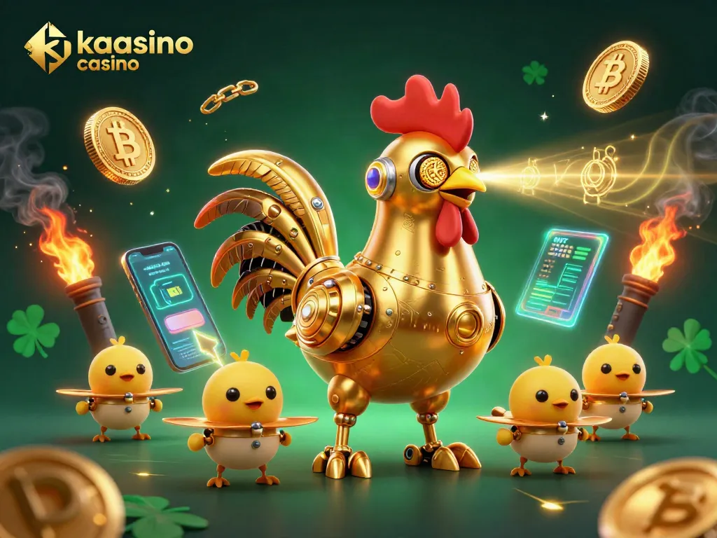Experience the excitement of kaasino casino with colorful robot characters and crypto gaming elements.