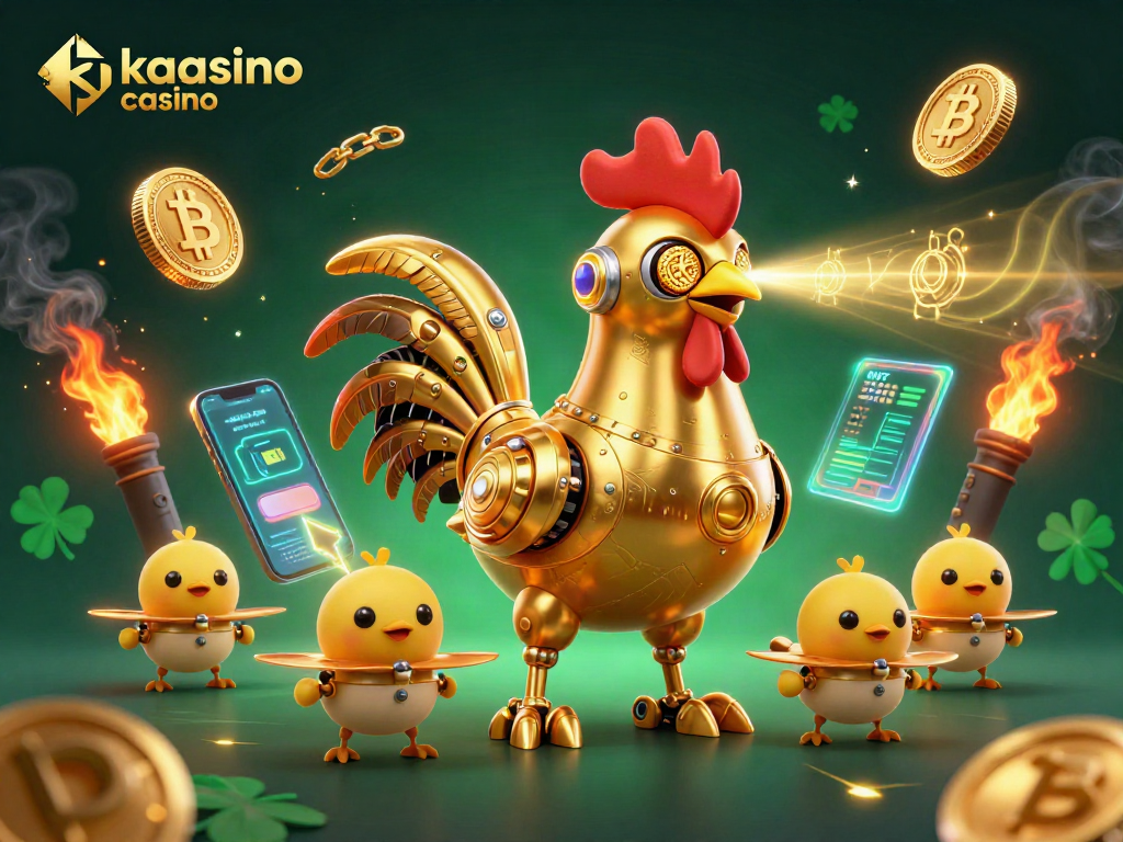 Experience the excitement of kaasino casino with colorful robot characters and crypto gaming elements.