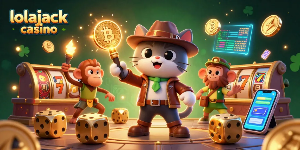 Experience the excitement of lolajack casino with a vibrant 3D casino adventure illustration.